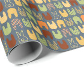 Retro Colors Bunny Shapes Pattern Cadeaupapier (Rol Hoek)