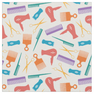 Retro Colors Hair Tool Silhouette Patroon Stof
