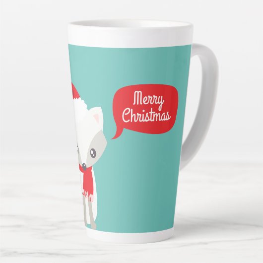 Retro Colors kerstfox Latte Mok (Rechterhoek)