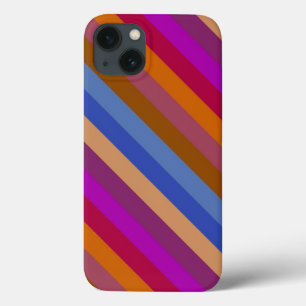 Retro Colors Stripe Patroon iPhone 13 Hoesje