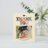 Retro Colour Typografie Foto Afstuderen Dank u Briefkaart (Staand voorkant)