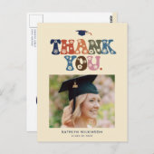 Retro Colour Typografie Foto Afstuderen Dank u Briefkaart (Voorkant / Achterkant)