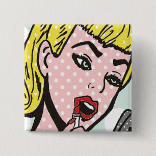 Retro Comic Book Cutie Button