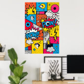 Retro Comic Book POW WOW - Modern Abstract Pop Art Poster (Thuiskantoor)