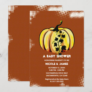 Retro Comic Book Style Pumpkin Herfst Baby shower Kaart