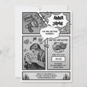 Retro Comic Book Superheld Zwart & Wit Bruiloft Kaart (Voorkant)