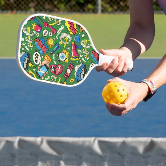 Retro Comic Chaos Pickleball Paddle (Insitu)
