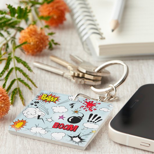 Retro Comic Explosie Pop Art Sleutelhanger