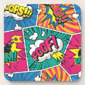 Retro Comic Explosion - Levendige Pop Art Bier Onderzetter (Voorkant)