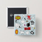 Retro Comic Explosion Pop Art Vierkante Button 5,1 Cm (Voorkant /achterkant)