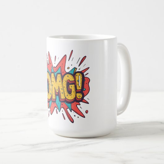 Retro Comic “OMG!” Pop Art Coffee Mug (Devant droit)