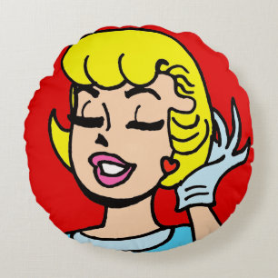Retro Comic Strip Beauty Round Pillow Rond Kussen