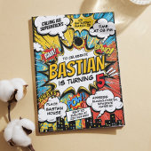 Retro Comic Superhelden Verjaardagsfeest Kaart