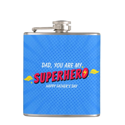 Retro Comic Superhero Vaderdag Heupfles (Voorkant)