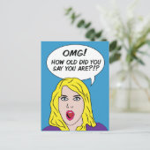 RETRO COMICS verjaardagsfeest briefkaart (Staand voorkant)