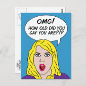 RETRO COMICS verjaardagsfeest briefkaart (Voorkant / Achterkant)