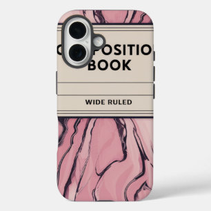 Retro Compositie Notitieboek Stijl Roze Swirl Hoes