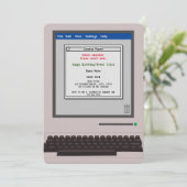 Retro Computer Funny Birthday Uitnodiging (Staand voorkant)