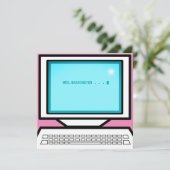 retro computer KANTOOR PC bericht bedankt kaart (Staand voorkant)