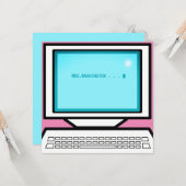 retro computer KANTOOR PC bericht bedankt kaart (Voorkant / Achterkant in situ)