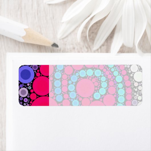 Retro Concentric Circles Cool Swirl Patroon Etiket (Insitu)