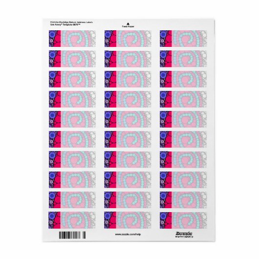 Retro Concentric Circles Cool Swirl Patroon Etiket (Full Sheet)