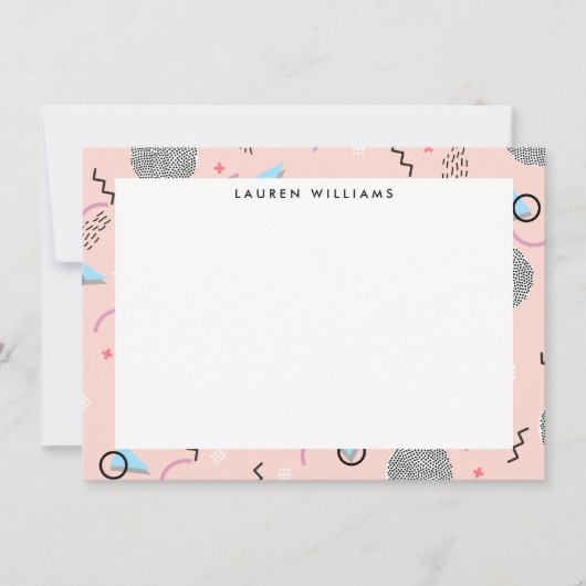 Retro Confetti Memphis Motif Carte pour notes plat (Devant)