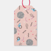 Retro Confetti Memphis Patroonroze Cadeaulabel (Achterkant)