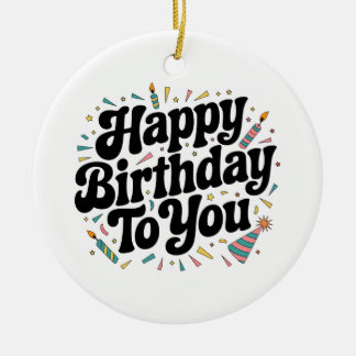 Retro Confetti Verjaardag Keramisch Ornament