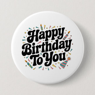 Retro Confetti Verjaardag Ronde Button 7,6 Cm