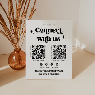 Retro Connect met ons Social Media Sign Reclamebord Met Voetstuk