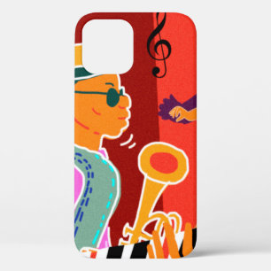 Retro contrastmuziekfestival jazz iPhone 12 hoesje