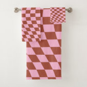 Retro Controleer Patroop roze en bruin toetsenbord Bad Handdoek (Insitu)