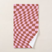 Retro Controleer Patroop roze en bruin toetsenbord Bad Handdoek (Handdoek)