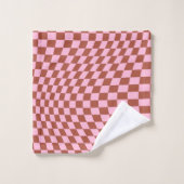 Retro Controleer Patroop roze en bruin toetsenbord Bad Handdoek (Wasdoekje)