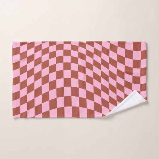 Retro Controleer Patroop roze en bruin toetsenbord Bad Handdoek (Handdoek)