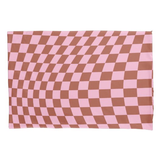 Retro Controleer Patroop roze en bruin toetsenbord Kussensloop (Voorkant)