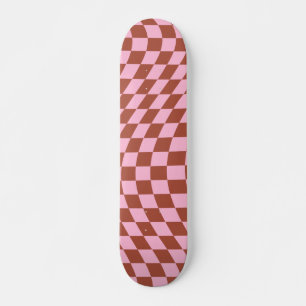 Retro Controleer Patroop roze en bruin toetsenbord Skateboard