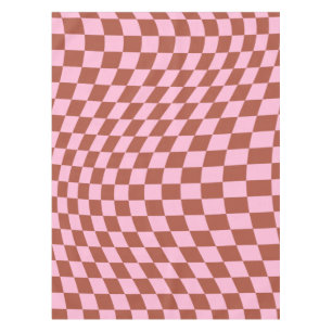 Retro Controleer Patroop roze en bruin toetsenbord Tafelkleed