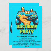 Retro contrôleur de jeu Anniversaire Invitations d (Devant / Derrière)