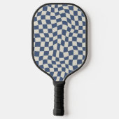 Retro Cool Blue Wavy Check Monogram Optie Pickleball Paddle (Achterkant)