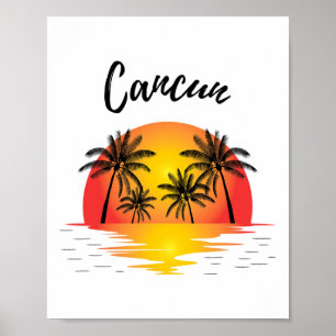 Retro Cool Cancun Originele Mexico Stranden Sunset Poster