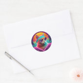 Retro Cool Cat Ronde Sticker (Envelop)
