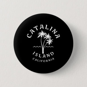 Retro Cool Catalina Island Palm Tree Mannen Vrouwe Ronde Button 5,7 Cm