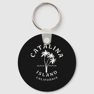 Retro Cool Catalina Island Palm Tree Mannen Vrouwe Sleutelhanger