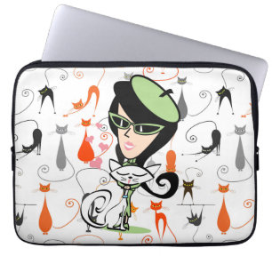 Retro Cool Cats van Parijs Laptop Sleeve