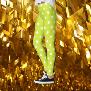Retro Cool Chic Green Polka Dots Pattern Mode Leggings