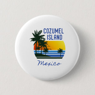 Retro Cool Cozumel Originele Mexico Stranden Vrouw Ronde Button 5,7 Cm