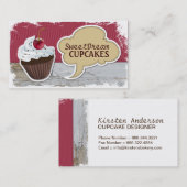 Retro Cool Cupcake Visitekaartjes (Voorkant / Achterkant)