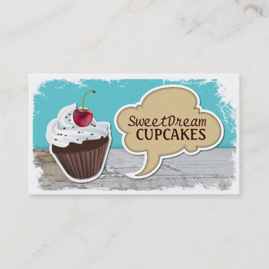 Retro Cool Cupcake Visitekaartjes (Voorkant)